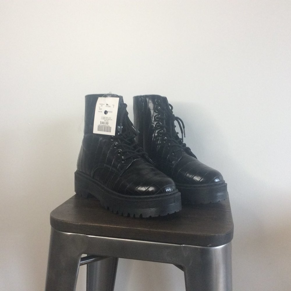 Black combat boots